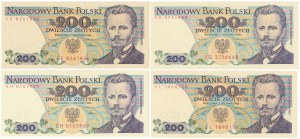 200 zł 1988 - EE, EG, EH, EL - set (4 pcs)