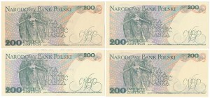 200 zł 1988 - EE, EG, EH, EL - set (4 pcs)