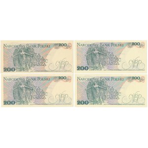 200 zł 1988 - EC, EG, EL, EN - zestaw (4szt)