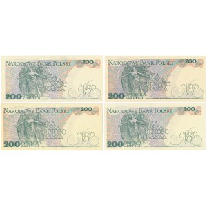 200 zł 1988 - EK, EL, EM, EN - zestaw (4szt)