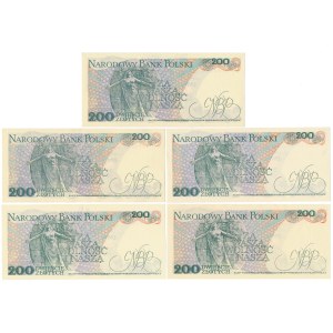 200 zł 1986-1988 - różne serie - zestaw (5szt)