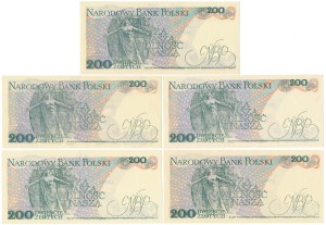 200 zloty 1986-1988 - séries diverses - set (5pcs)