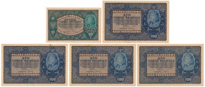 Ensemble de 10 et 100 mkp. 1919 août (5pc)