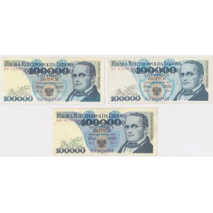 100.000 zł 1990 - AG, BE, BN - zestaw (3szt)