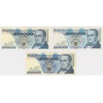 100.000 zł 1990 - AG, BE, BN - zestaw (3szt)