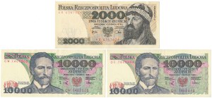 Zestaw 2.000 i 10.000 zł 1979-1988 - AR, CW, DE (3szt)