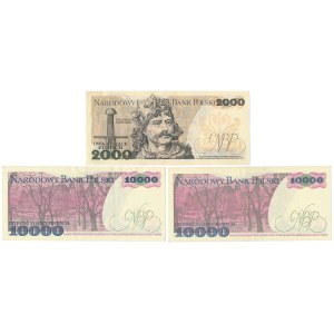 Zestaw 2.000 i 10.000 zł 1979-1988 - AR, CW, DE (3szt)