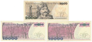 Zestaw 2.000 i 10.000 zł 1979-1988 - AR, CW, DE (3szt)