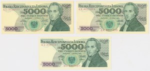5.000 zł 1982-1988 - CF, CR, DU - zestaw (3szt)