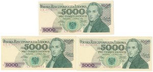 5.000 zł 1982 - CB, CK, CN - zestaw (3szt)