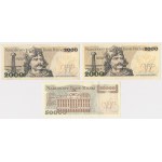 Zestaw 2x 2.000 zł BR, BZ i 50.000 zł P 1982-1993 (3szt)