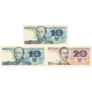 Zestaw 10 i 20 zł 1982 - L, M, A - zestaw (3szt)