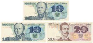 Zestaw 10 i 20 zł 1982 - L, M, A - zestaw (3szt)