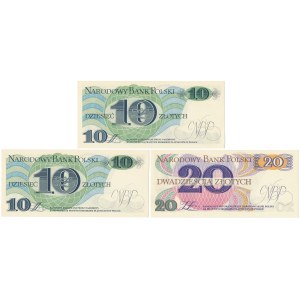Zestaw 10 i 20 zł 1982 - L, M, A - zestaw (3szt)