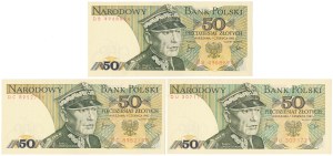 50 zł 1982 - DB, DC, DU - zestaw (3szt)