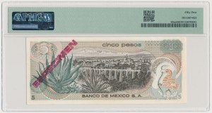 Mexico, 5 Pesos 1969 Specimen ESPECIMEN Serie 1A A0000000