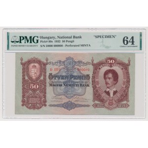 Hungary, 50 Pengö 1932 SPECIMEN