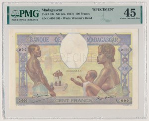 Madagascar, SPECIMEN 100 Francs (1937)