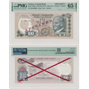 Turkey, SPECIMEN 100 Lirasi 1970 (ND 1972)