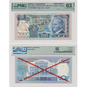 Turkey, SPECIMEN500 Lirasi 1970 (ND 1971)