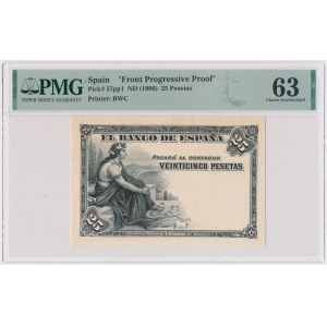 Hiszpania, Front Progressive Proof 25 Pesetas ND (1906)