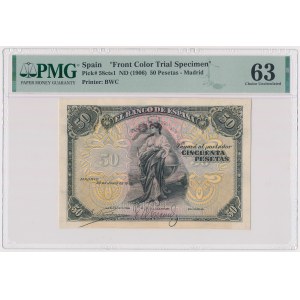 Hiszpania, Front Color Trial Specimen 50 Pesetas ND (1906)