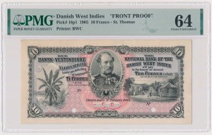 Danish West Indies, Front Proof, 10 Francs 1905