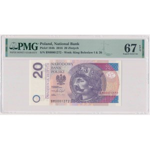 20 zł 2016 - BM - 0001272 - niski numer czterocyfrowy