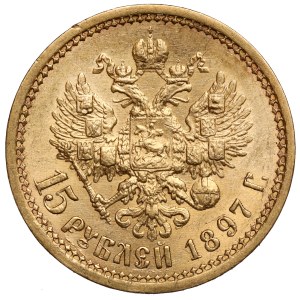 Rosja, Mikołaj II, 15 rubli 1897 AG, Petersburg