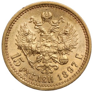 Russia, Nicholas II, 15 rubles 1897 AG, St. Petersburg