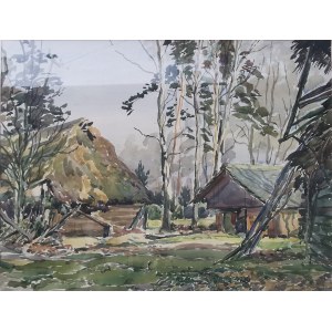 Piotr Drobiecki (1930-2003), Stare stodoły, 1974