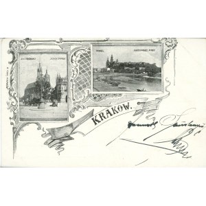 Kraków - Wielowidokowa, litografia, ok. 1900