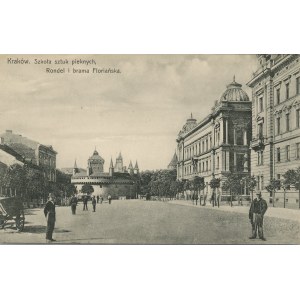 Kraków - Szkoła Sztuk Pięknych, Rondel i brama Floriańska, 1910