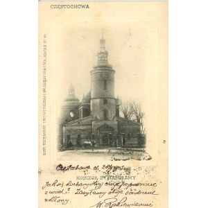 Częstochowa - Kościół św. Barbary, kartka tłoczona, ok. 1900