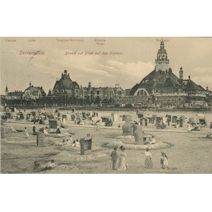 Świnoujście - Plaża z widokiem na dom zdrojowy, ok. 1910