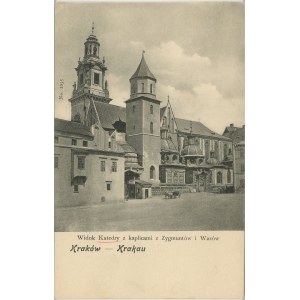 Krakov - Pohled na katedrálu se Zikmundovou a Vasovou kaplí, kolem roku 1900.