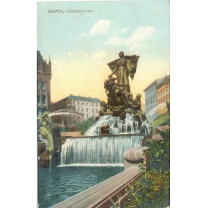 Štetín - fontána, asi 1915