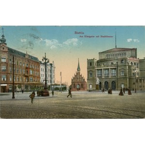 Szczecin - Brama królewska oraz Teatr miejski, 1923