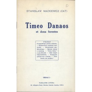 Mackiewicz Stanisław (Cat) - Timeo Danaos et dona ferentes. Londyn 1942 Nakł. autora.
