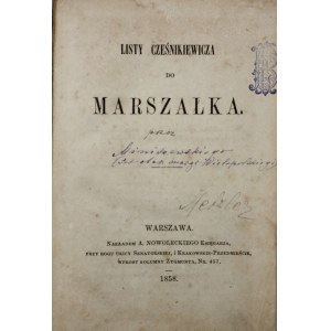 [Miniszewski Józef Aleksander] - Listy Cześnikiewicza do Marszałka. Warszawa 1858 Nakł. A. Nowoleckiego Księgarza.