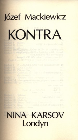 Mackiewicz Józef- Kontra [proj.okł Andrzej Krauze] [London 1988].