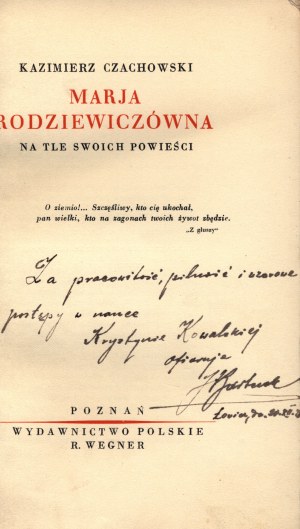 Czachowski Kazimierz- Marja Rodziewiczówna na tle swoich powieści
