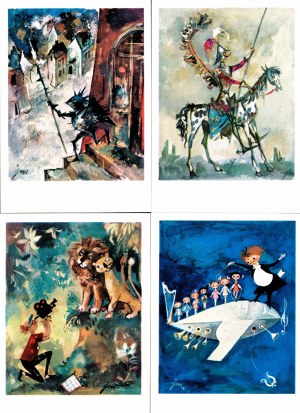 Brzechwa Jan- Fairy tales postcards illustrated by Jan Marcin Szancer [set, beautiful state of preservation].