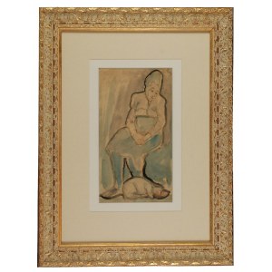 Marek SZWARC (1892-1958), Woman with a cat, 1949