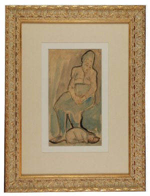 Marek SZWARC (1892-1958), Kobieta z kotem, 1949