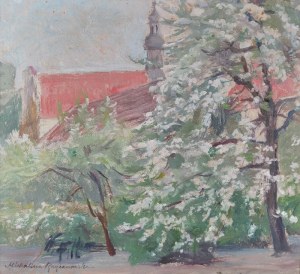 Michalina KRZYŻANOWSKA (1883-1962), Pejzaż z kwitnącym drzewem