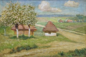 Roman BRATKOWSKI (1869-1954), Pejzaż z kwitnącymi jabłoniami
