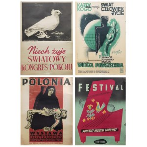 Satz von 4 Plakaten aus den Jahren 1946-1949
