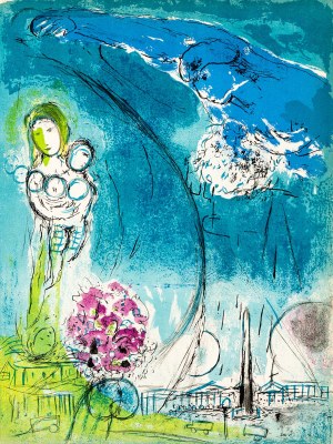 Marc Chagall (1887-1985), Plac Zgody, z cyklu: Wizja Paryża - praca dwustronna