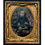 Ferrotype in a box frame-portrait of a child,